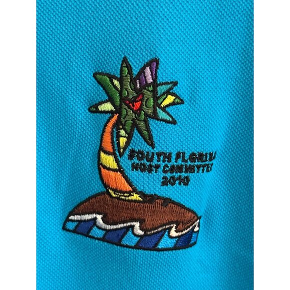 2010 Grand Slam XL Polo Shirt 100% Cotton Teal Blue Embroidered Design - Picture 2 of 7